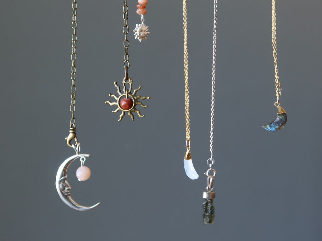 moon, sun and meteorite jewelry