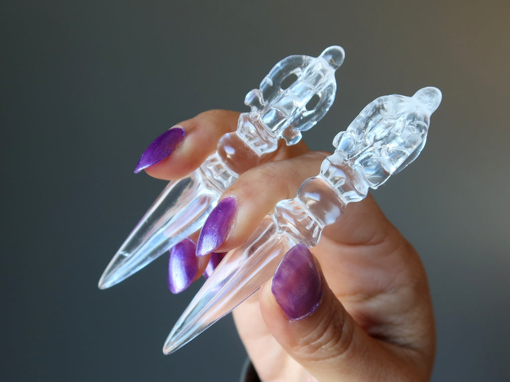 clear quartz phurba wands