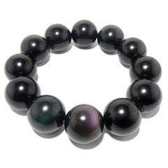 satin crystals rainbow obsidian stretch bracelet