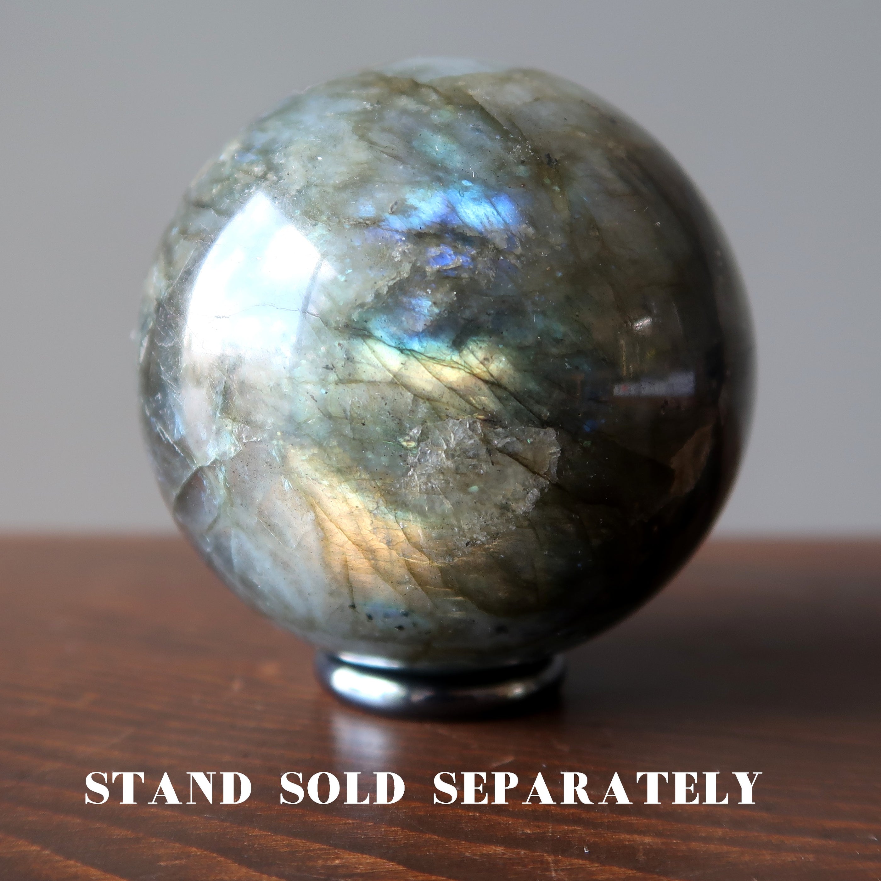 Labradorite Sphere Power of Zeus Rainbow Flash Crystal Ball — Satin