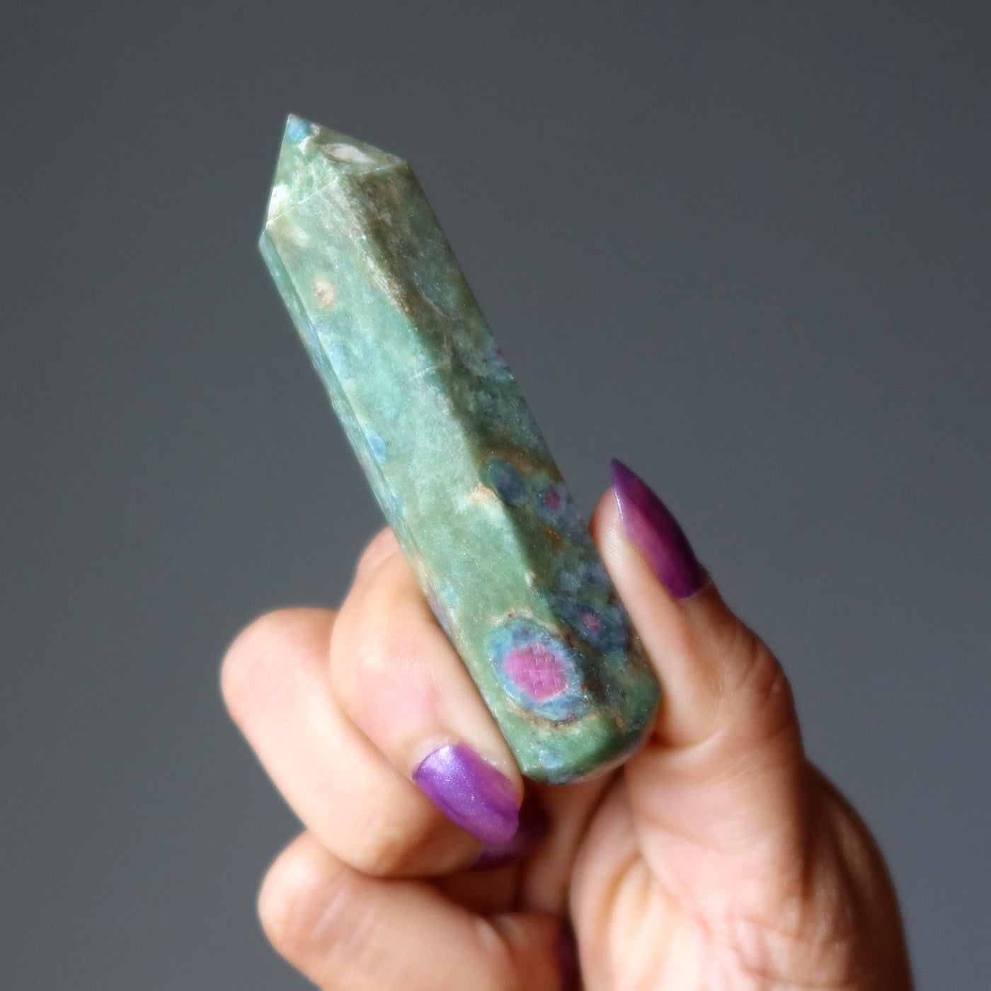 Ruby Fuchsite Wand Chakra Healing Generator Point Gemstone — Satin Crystals