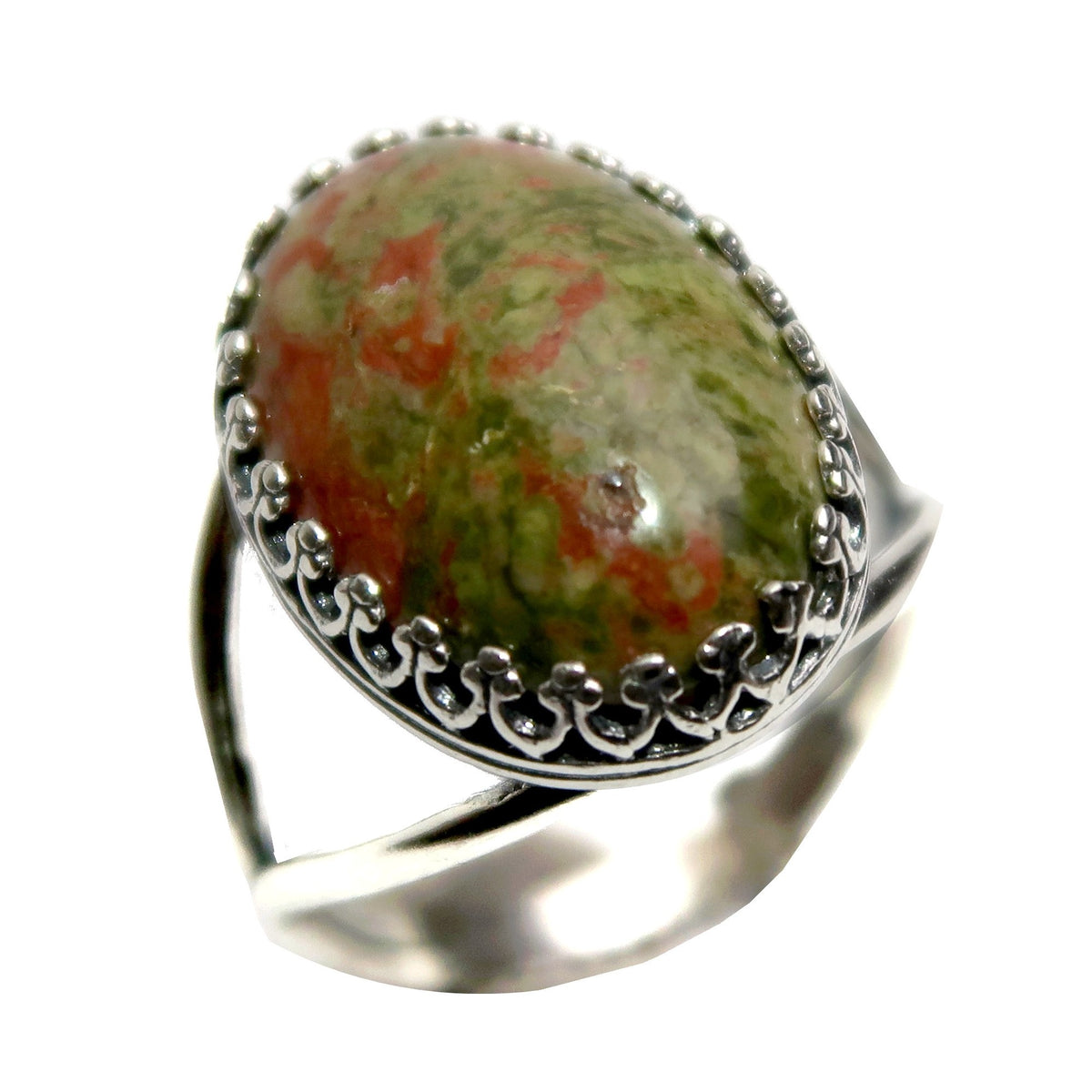 Unakite Ring Nature's Pretty Gem in Adjustable Sterling Silver — Satin ...