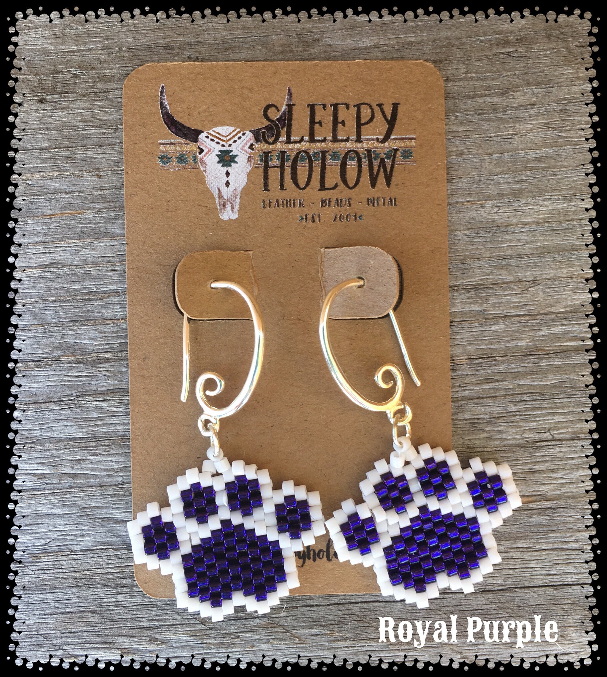 beaded paw print earrings