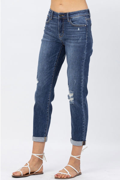 Mid-rise Dark Wash Boyfriend Jeans – Aqua Bay Swim Co