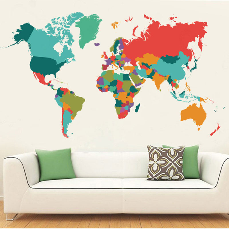 Colorful World Map Decal – Wanderland Designs