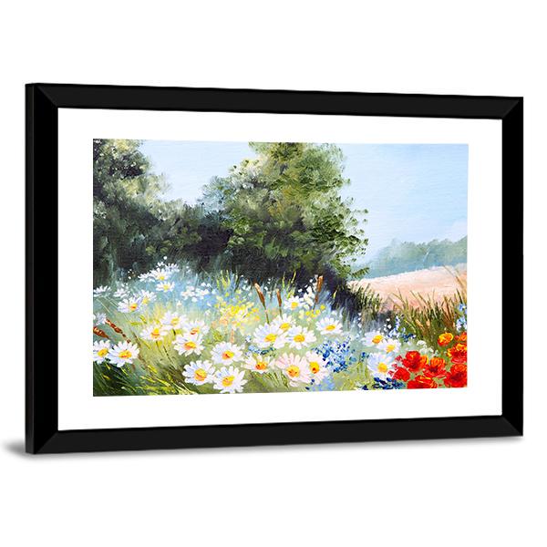 Meadow Of Daisies Canvas Wall Art - Tiaracle