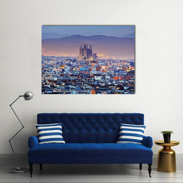 Barcelona At Night Multi Panel Canvas Wall Art Prints