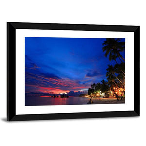 Beach Night Scene Canvas Wall Art - Tiaracle