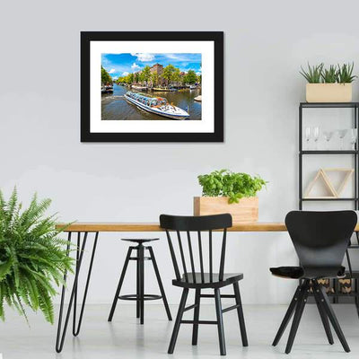 Canal In Amsterdam Canvas Wall Art - Tiaracle