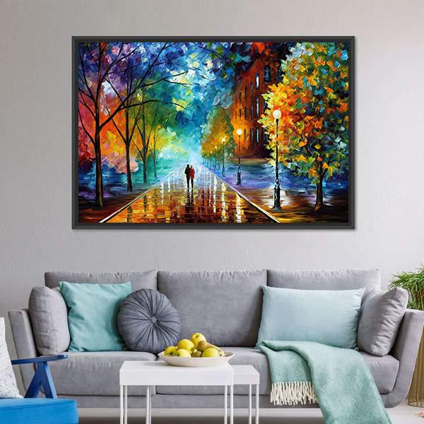 Couple Walking Abstract Canvas Wall Art - Tiaracle