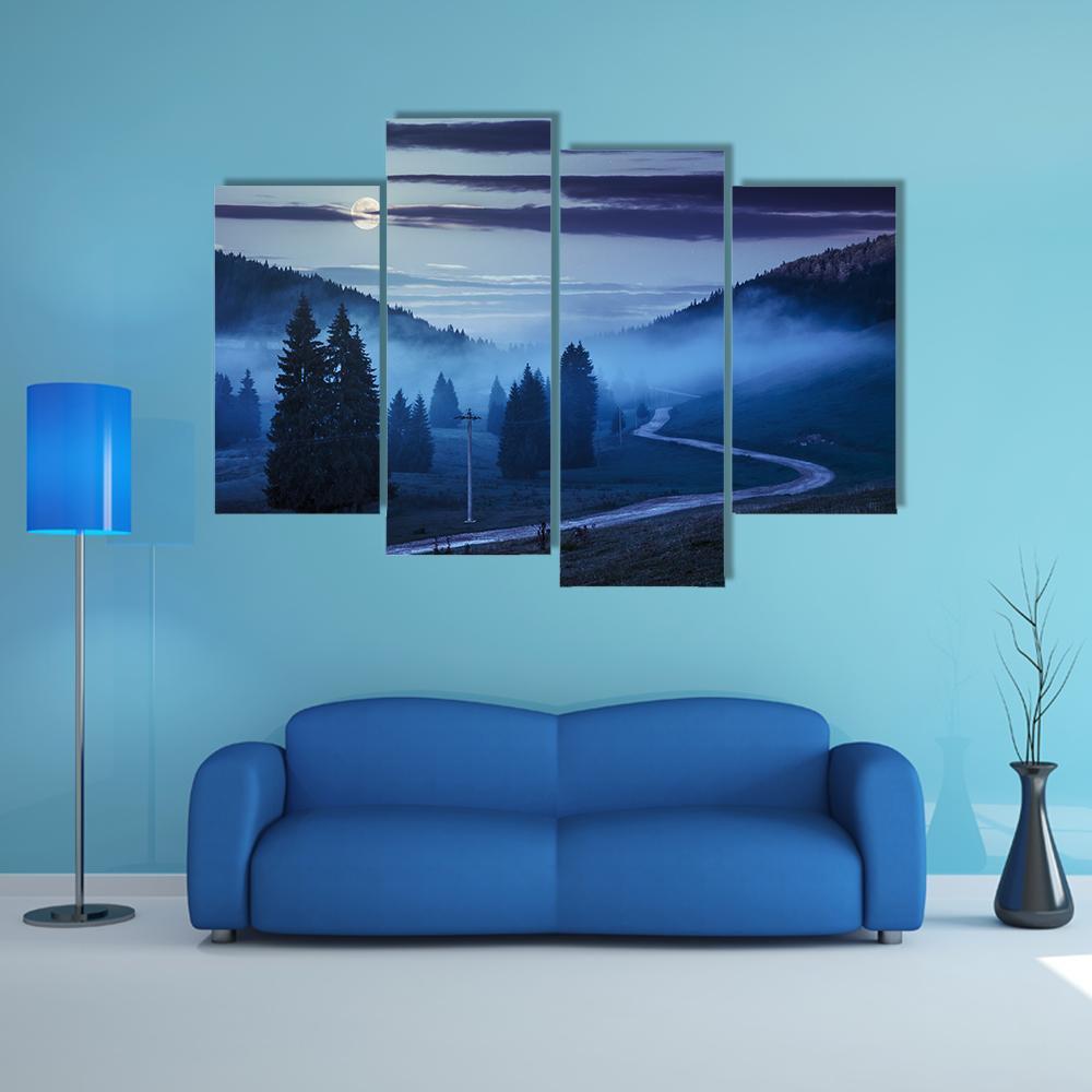 Forest In Foggy Mountains Canvas Wall Art