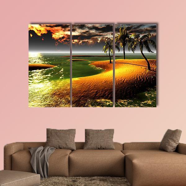 Hawaiian Sunset In Tropical Paradise Multi Panel Canvas Wall Art Prints