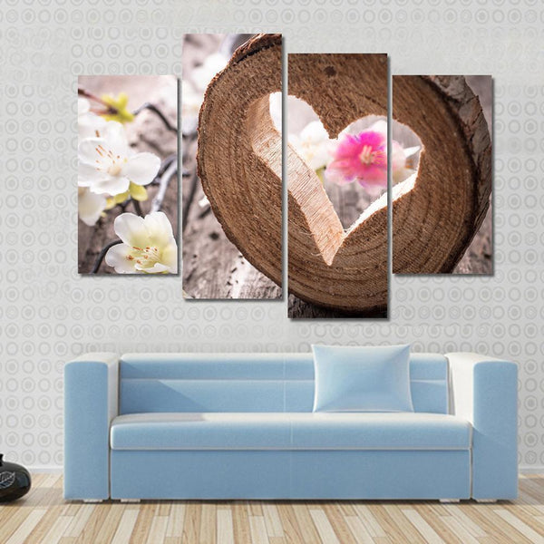 Heart On Rustic Wood Canvas Wall Art - Tiaracle