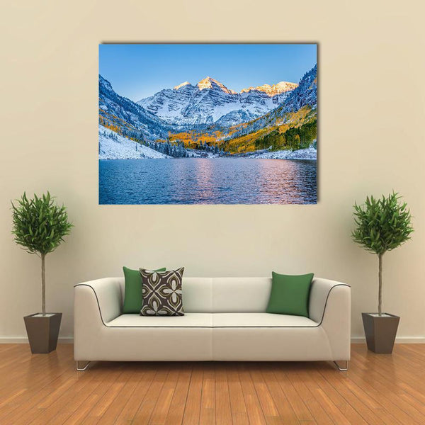 Maroon Bells At Sunrise Canvas Wall Art - Tiaracle