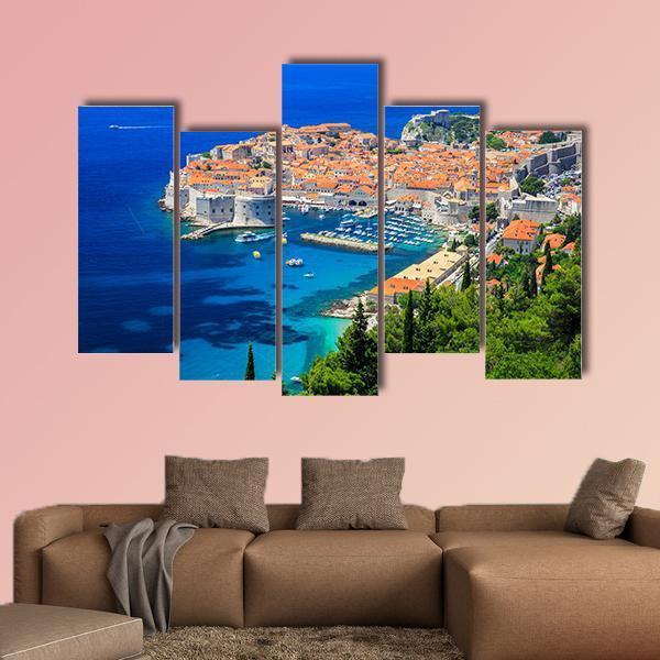 Panoramic View Of Old Town Dubrovnik Multi Panel Canvas Wall Art Tiaracle