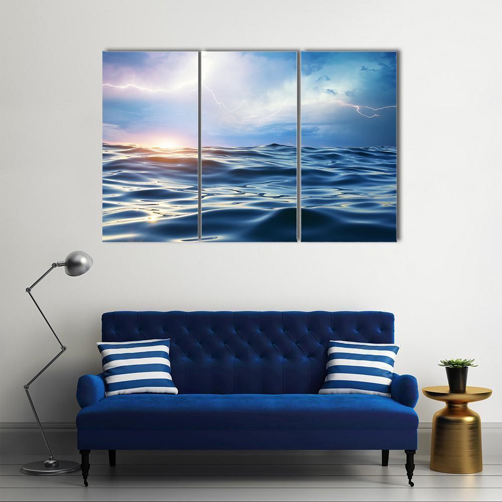 Art Street Canvas Painting Blue Ocean Framed Decorative Wall Art For Living  Room (Size:23x35 Inch)