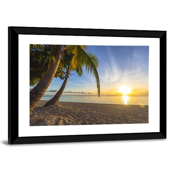 Sunset View At Tropical Fiji Island Canvas Wall Art - Tiaracle