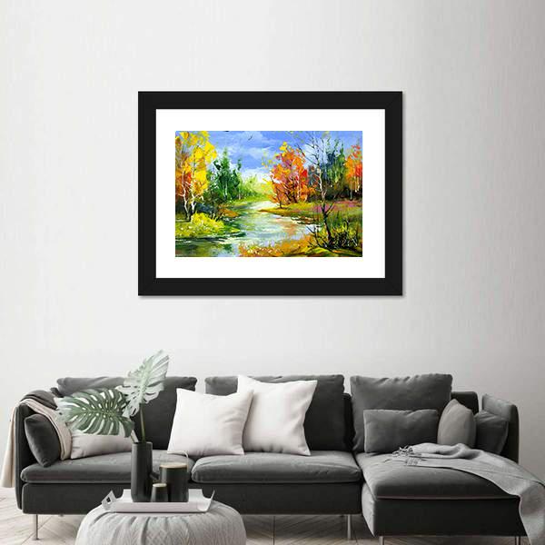 The Autumn Landscape Canvas Wall Art - Tiaracle