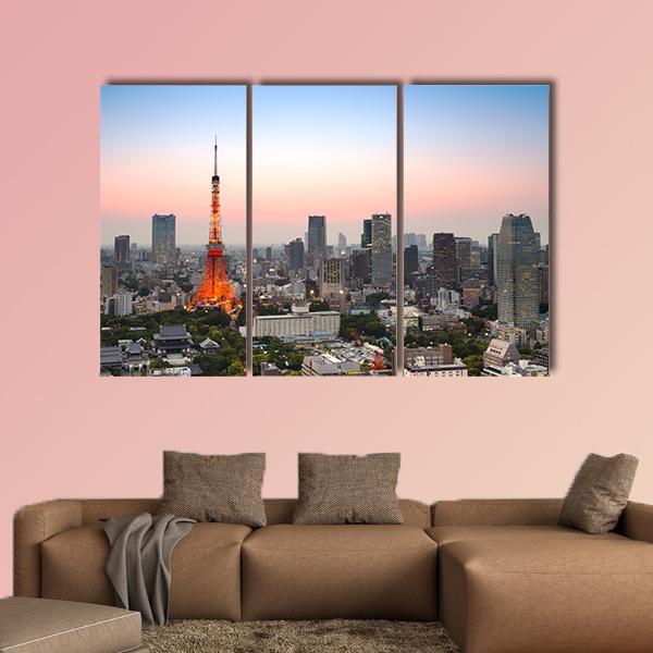 Tokyo City Skyline At Sunset Multi Panel Canvas Wall Art Tiaracle