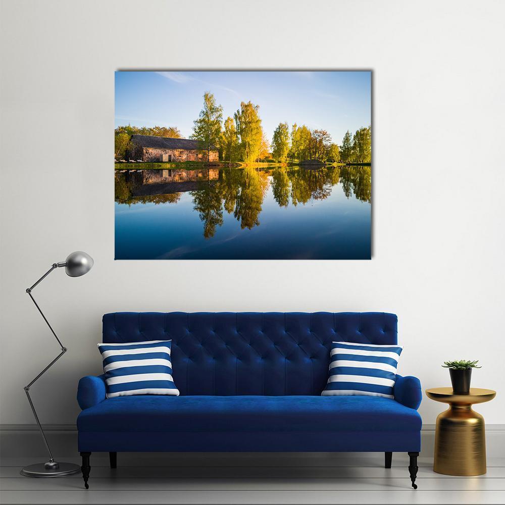 Trees Reflection In The Lake Canvas Wall Art