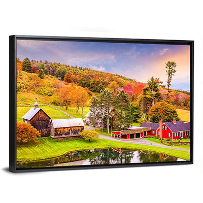 Vermont Early Autumn Rural Scene Canvas Wall Art - Tiaracle