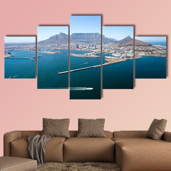 View Of Cape Town And Table Mountain Multi Panel Canvas Wall Art