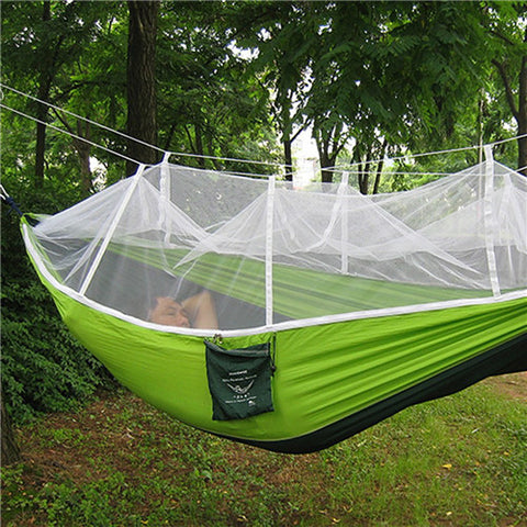 Parachute Fabric Hammock With Mosquito Net | Indigo-Temple