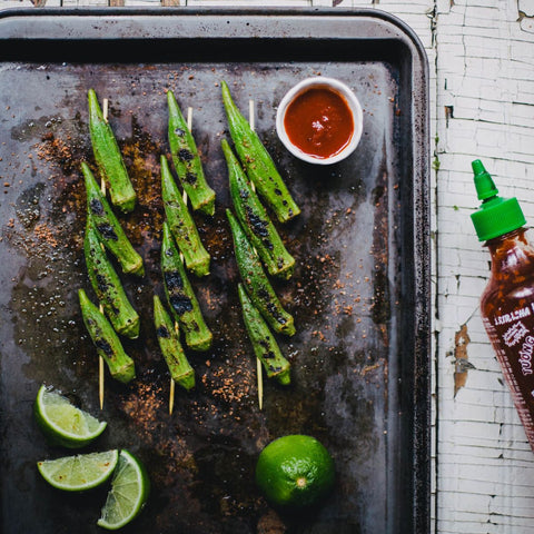 Grilled Okra with Sriracha Lime Salt