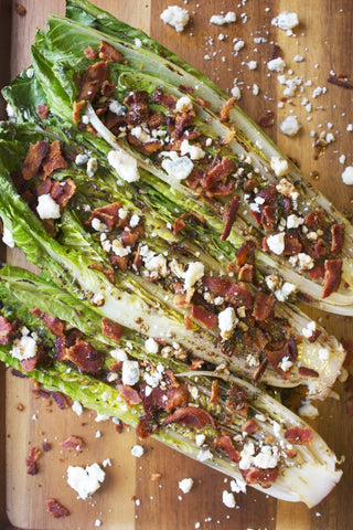 Grilled Romaine Salad with Bacon and Blue Cheese