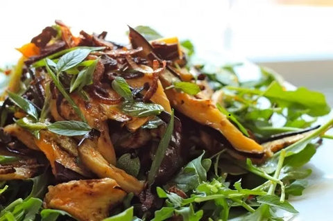 SWEET CHILI EGGPLANT AND ARUGULA SALAD