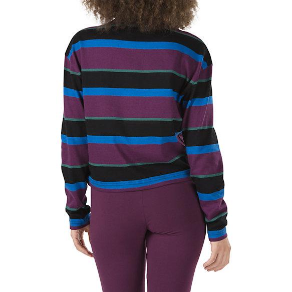 vans stripe it long sleeve polo top in multi