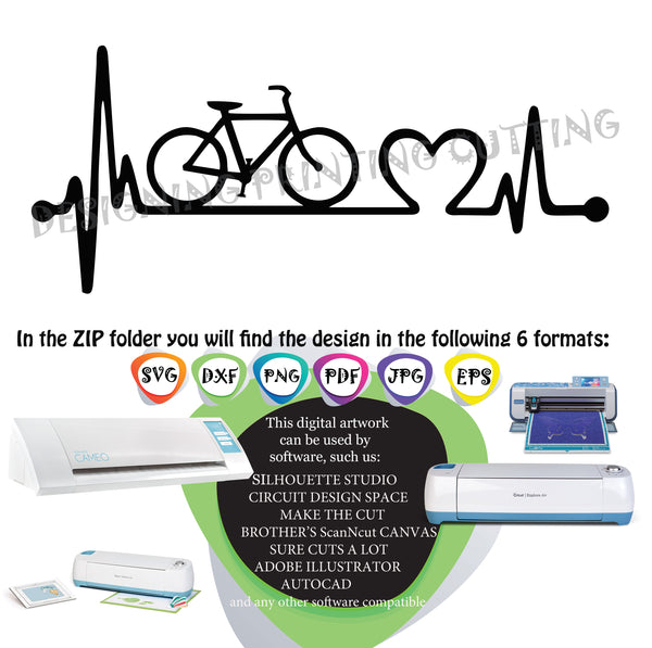 Download Bike Love SVG-Bicycle-Lifeline-Cut Files-EKG Svg-Bikers ...