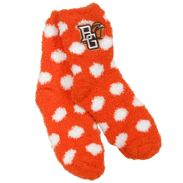BGSU Mascot Logo Fuzzy Polka Dot Socks