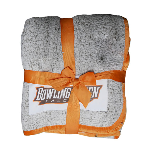 BGSU Stone Frosty Fleece Sherpa Blanket