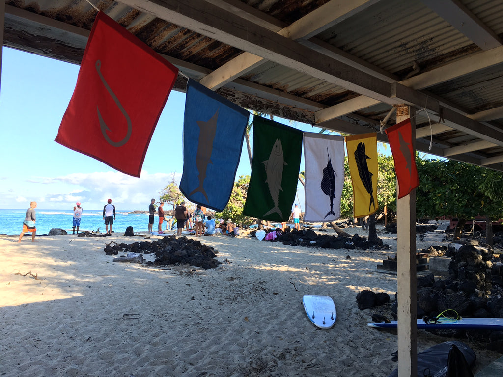 Sundot marine flags ohana family photo captain Bob Russell memoial paddle 