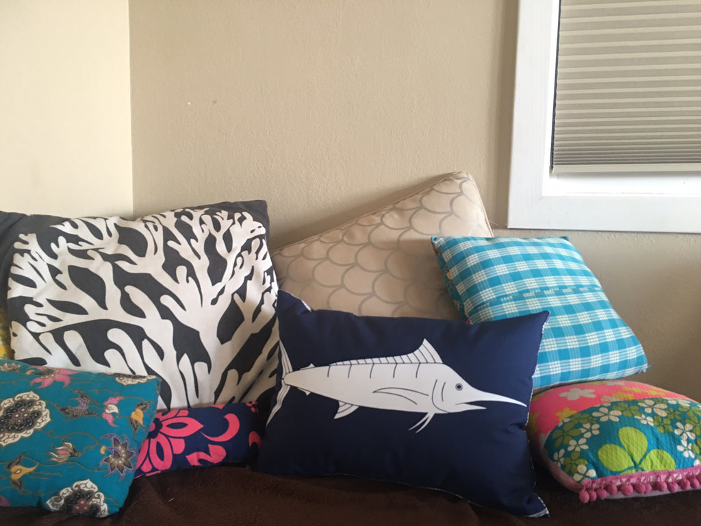 New Sundot Marine Flags Blue Marlin Pillows Made in Hawaii