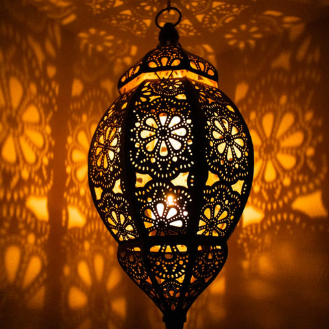 moroccan Black and Gold Daisy Pendant Lantern