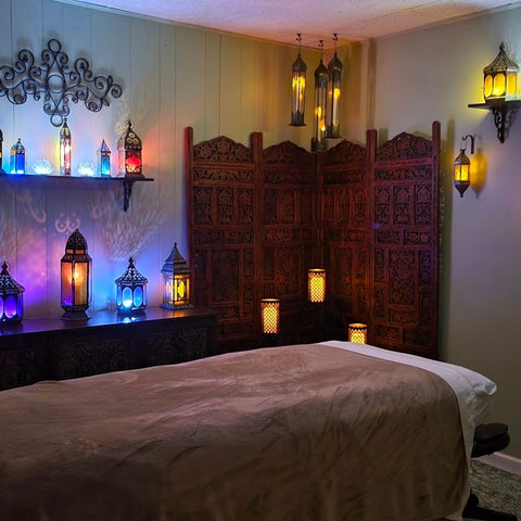 lanterns in a spa room