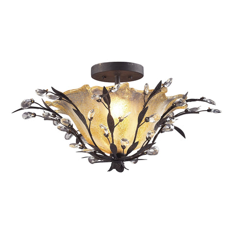 Circeo Collection 2-Light Flush Mount with A Caramel Hand Formed Glass in A Deep