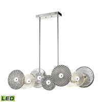 Dream Catcher 12-Light Linear Chandelier in Chrome with Clear and Smoked Glass Disks