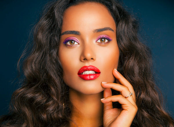 Dark Complexion Woman Wearing Red Lipstick - Mademoiselle Magazine.