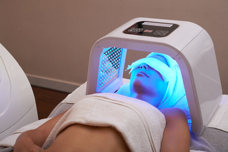 Woman Getting LED Facial at Medispa.