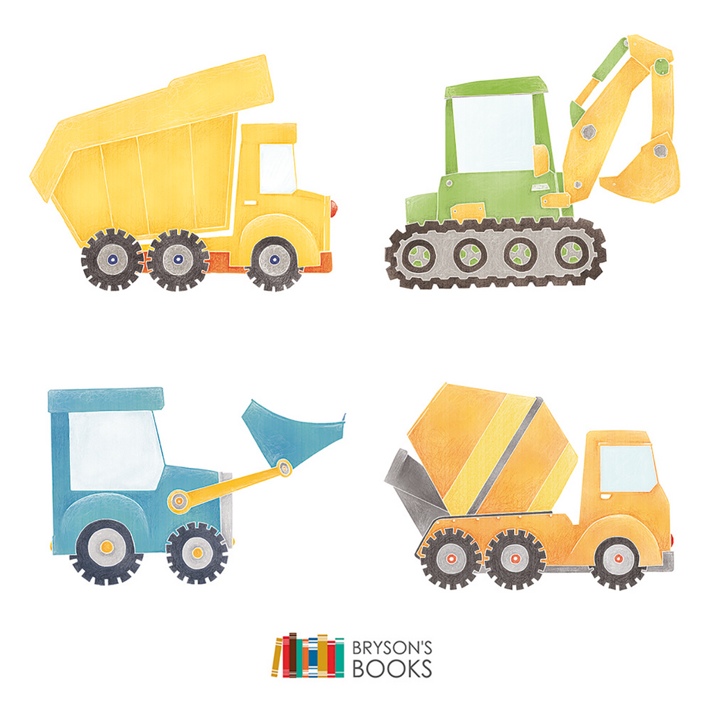 Construction Truck Nursery Print - Green Excavator – Bryson's Books