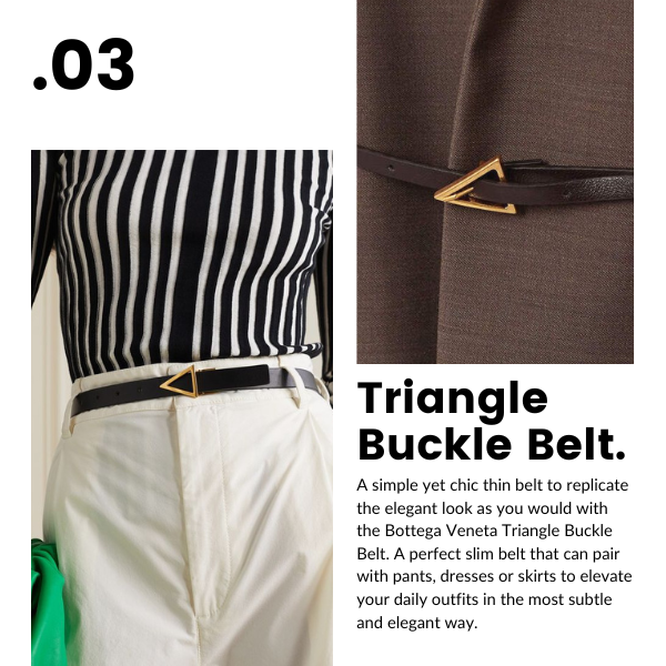 bottega veneta triangle buckle skinny leather belt dupe