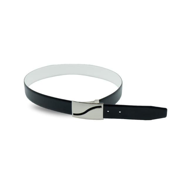 black and white leather belt