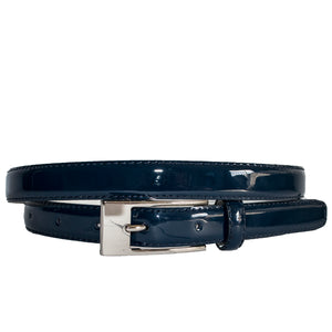 LACEY - Women's Navy Genuine Leather Patent Belt  - Belt N Bags