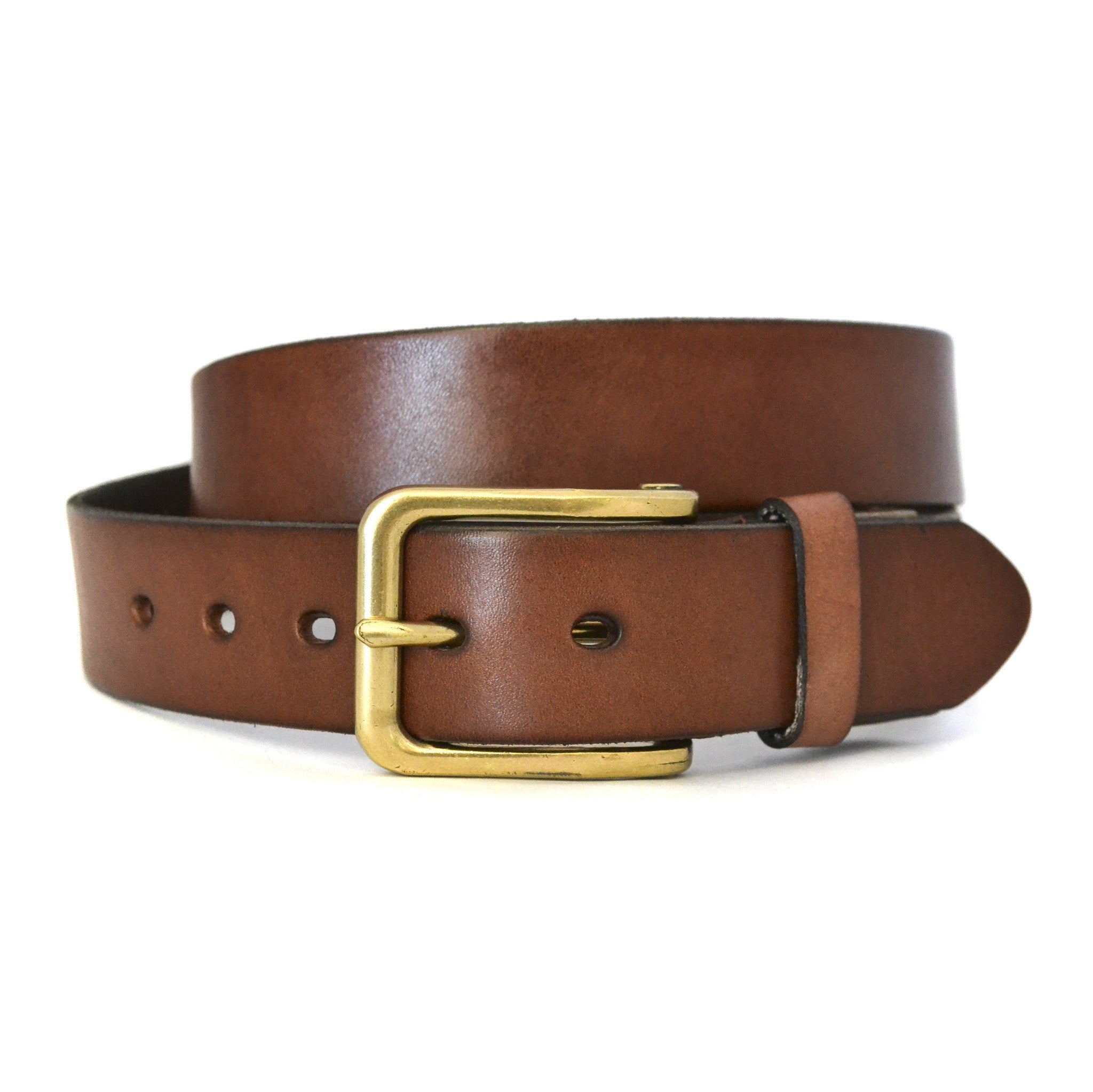 mens brown leather belt with gold buckle