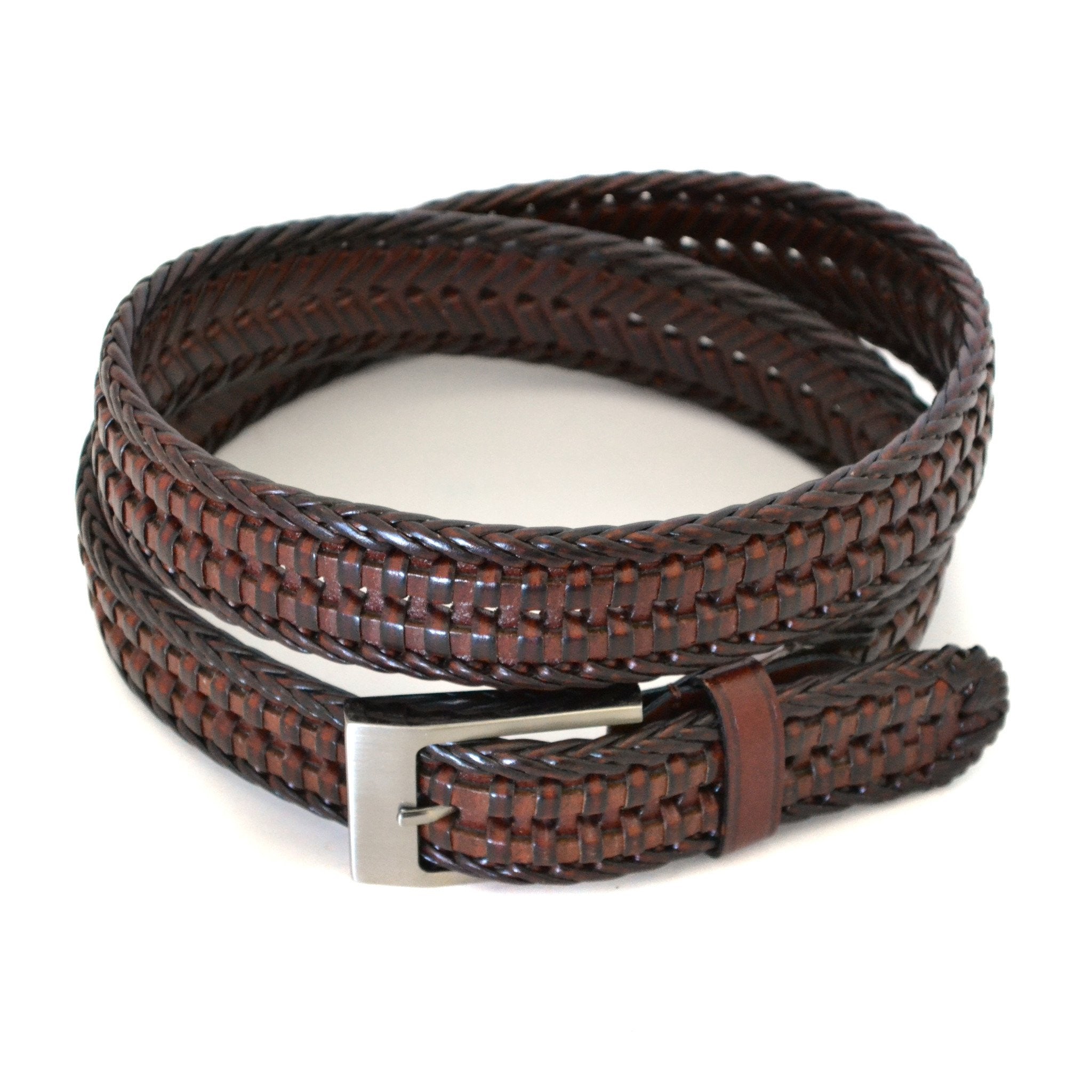 JAX - Mens Brown Genuine Leather Woven Belt – BeltNBags