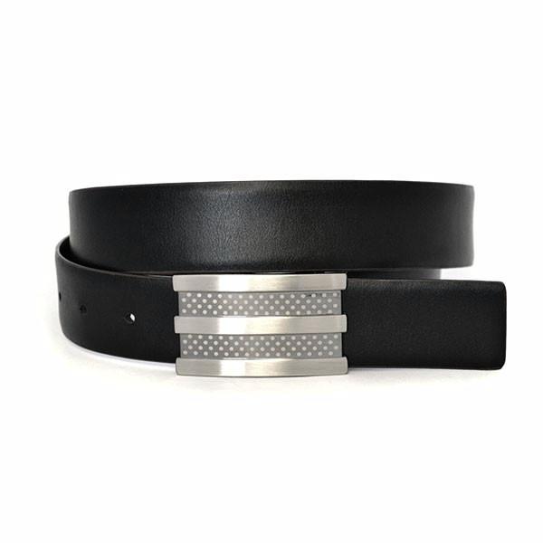 black and brown leather belt