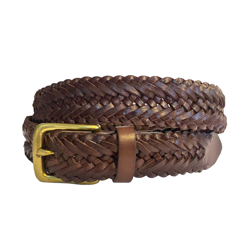 mens brown plaited belt